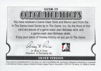 2013-14 In The Game Used - Game Used Stick and Memorabilia Silver Version #GUSM-15 Jean Beliveau Back