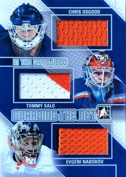 2013-14 In The Game Used - Guarding the Net Triple Jerseys Silver #GTN-05 Chris Osgood / Tommy Salo / Evgeni Nabokov Front