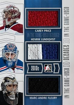 2013-14 In The Game Used - Decades Triple Jerseys Silver #D-03 Carey Price / Henrik Lundqvist / Marc-Andre Fleury Front