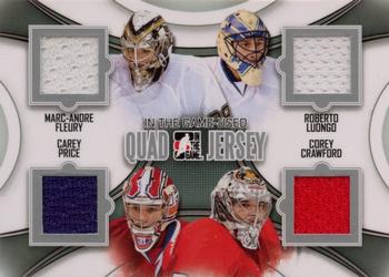 2013-14 In The Game Used - Game Used Quad Jerseys Silver #QJ-04 Marc-Andre Fleury / Roberto Luongo / Carey Price / Corey Crawford Front