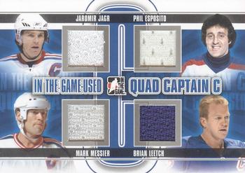 2013-14 In The Game Used - Captain C Quad Jerseys Silver #QCC-07 Jaromir Jagr / Phil Esposito / Mark Messier / Brian Leetch Front