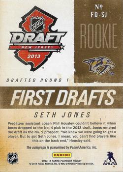 2013-14 Panini Playbook - First Drafts Signatures #FD-SJ Seth Jones Back