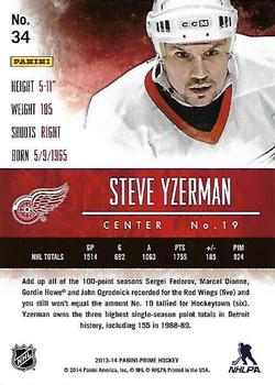 2013-14 Panini Prime #34 Steve Yzerman Back