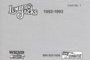 1993-94 Cleveland Lumberjacks (IHL) #1 Header Card Back