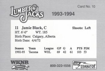 1993-94 Cleveland Lumberjacks (IHL) #10 Jamie Black Back