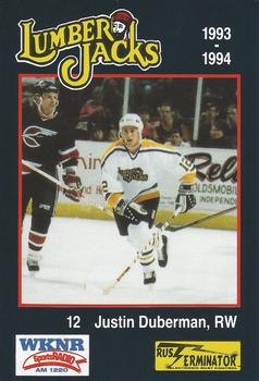 1993-94 Cleveland Lumberjacks (IHL) #11 Justin Duberman Front