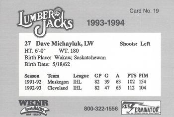 1993-94 Cleveland Lumberjacks (IHL) #19 Dave Michayluk Back