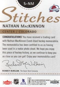 2013-14 Fleer Showcase - Stitches #S-NM Nathan MacKinnon Back