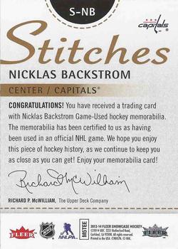 2013-14 Fleer Showcase - Stitches #S-NB Nicklas Backstrom Back