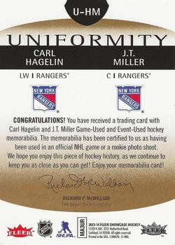 2013-14 Fleer Showcase - Uniformity #U-HM Carl Hagelin / J.T. Miller Back