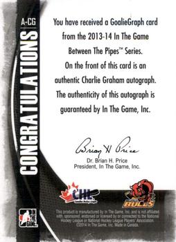 2013-14 In The Game Between the Pipes - GoalieGraphs #A-CG Charlie Graham Back