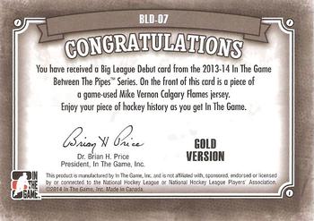 2013-14 In The Game Between the Pipes - Big League Debut Jerseys Gold #BLD-07 Mike Vernon Back