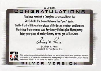 2013-14 In The Game Between the Pipes - Complete Jersey Silver #CJ-05 Ray Emery Back