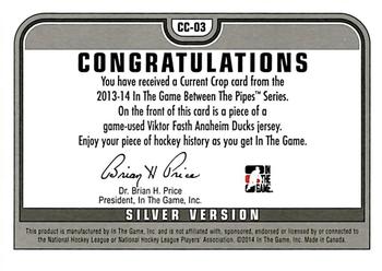 2013-14 In The Game Between the Pipes - Current Crop Jerseys Silver #CC-03 Viktor Fasth Back