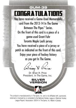 2013-14 In The Game Between the Pipes - Game-Used Jersey Silver #GUM-39 Grant Fuhr Back