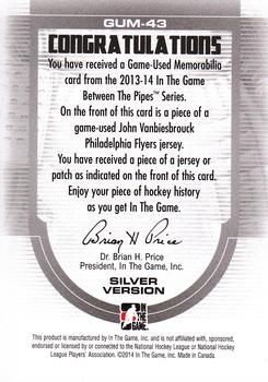 2013-14 In The Game Between the Pipes - Game-Used Jersey Silver #GUM-43 John Vanbiesbrouck Back