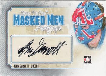 2013-14 In The Game Between the Pipes - Masked Men 6 Autographs Silver #MMA-JG John Garrett Front