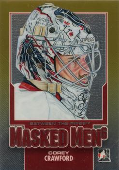 2013-14 In The Game Between the Pipes - Masked Men 6 Gold #MM-02 Corey Crawford Front