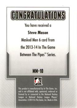 2013-14 In The Game Between the Pipes - Masked Men 6 Gold #MM-10 Steve Mason Back