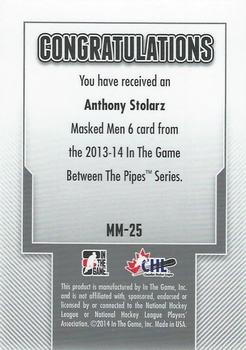 2013-14 In The Game Between the Pipes - Masked Men 6 Red #MM-25 Anthony Stolarz Back