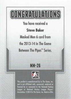 2013-14 In The Game Between the Pipes - Masked Men 6 Red #MM-26 Steve Baker Back