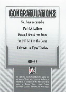 2013-14 In The Game Between the Pipes - Masked Men 6 Red #MM-36 Patrick Lalime Back