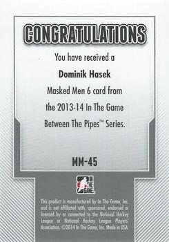 2013-14 In The Game Between the Pipes - Masked Men 6 Red #MM-45 Dominik Hasek Back