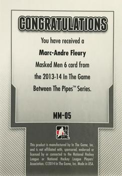 2013-14 In The Game Between the Pipes - Masked Men 6 Silver #MM-05 Marc-Andre Fleury Back