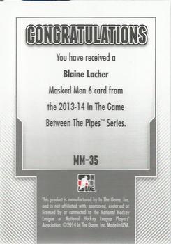 2013-14 In The Game Between the Pipes - Masked Men 6 Silver #MM-35 Blaine Lacher Back
