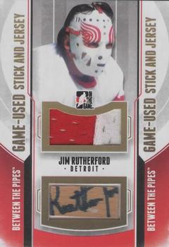 2013-14 In The Game Between the Pipes - Game-Used Stick and Jersey Gold #GUSJ-17 Jim Rutherford Front