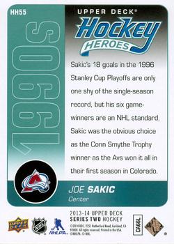 2013-14 Upper Deck - Hockey Heroes: 1990s #HH55 Joe Sakic Back