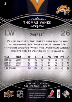 2008-09 Upper Deck Ultimate Collection #3 Thomas Vanek Back