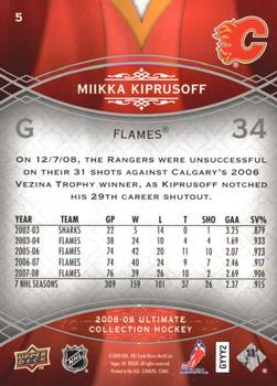 2008-09 Upper Deck Ultimate Collection #5 Miikka Kiprusoff Back