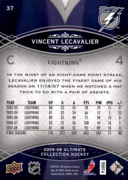 2008-09 Upper Deck Ultimate Collection #37 Vincent Lecavalier Back