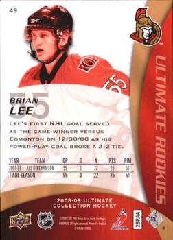 2008-09 Upper Deck Ultimate Collection #49 Brian Lee Back