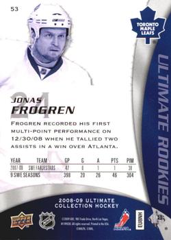 2008-09 Upper Deck Ultimate Collection #53 Jonas Frogren Back