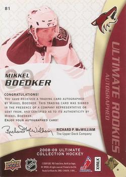 2008-09 Upper Deck Ultimate Collection #81 Mikkel Boedker Back