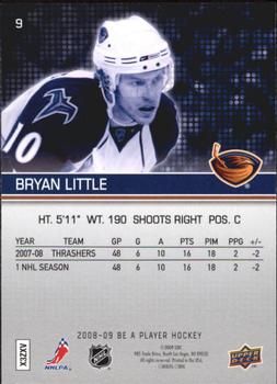 2008-09 Upper Deck Be a Player #9 Bryan Little Back