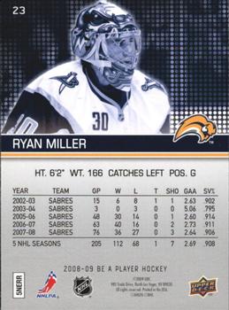 2008-09 Upper Deck Be a Player #23 Ryan Miller Back