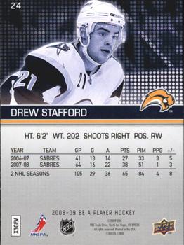 2008-09 Upper Deck Be a Player #24 Drew Stafford Back