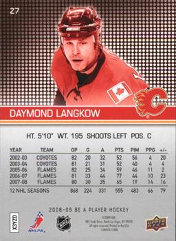 2008-09 Upper Deck Be a Player #27 Daymond Langkow Back