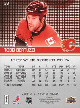 2008-09 Upper Deck Be a Player #28 Todd Bertuzzi Back