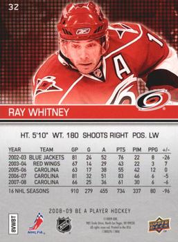 2008-09 Upper Deck Be a Player #32 Ray Whitney Back