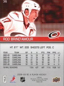 2008-09 Upper Deck Be a Player #36 Rod Brind'Amour Back