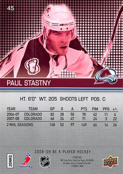 2008-09 Upper Deck Be a Player #45 Paul Stastny Back
