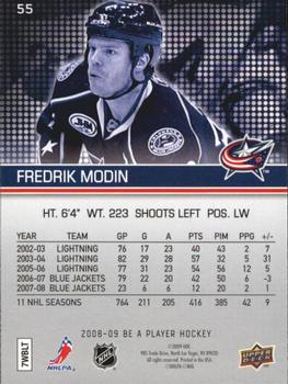 2008-09 Upper Deck Be a Player #55 Fredrik Modin Back