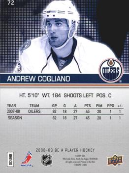 2008-09 Upper Deck Be a Player #72 Andrew Cogliano Back