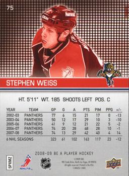 2008-09 Upper Deck Be a Player #75 Stephen Weiss Back