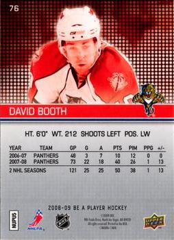 2008-09 Upper Deck Be a Player #76 David Booth Back