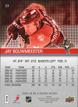 2008-09 Upper Deck Be a Player #77 Jay Bouwmeester Back
